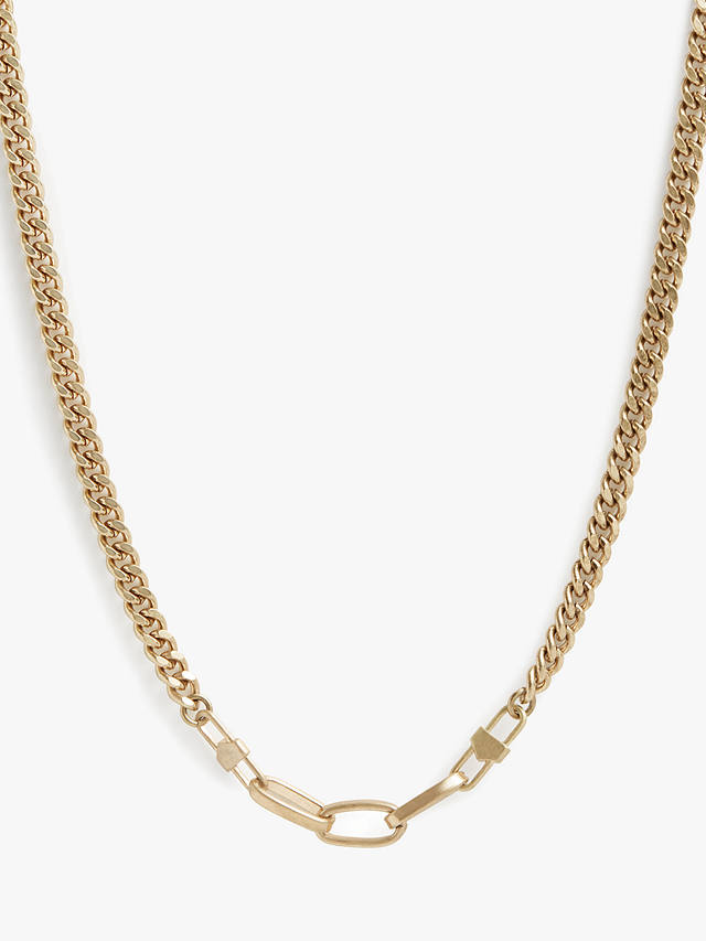 AllSaints Curb Chain Toggle Necklace, Warm Brass