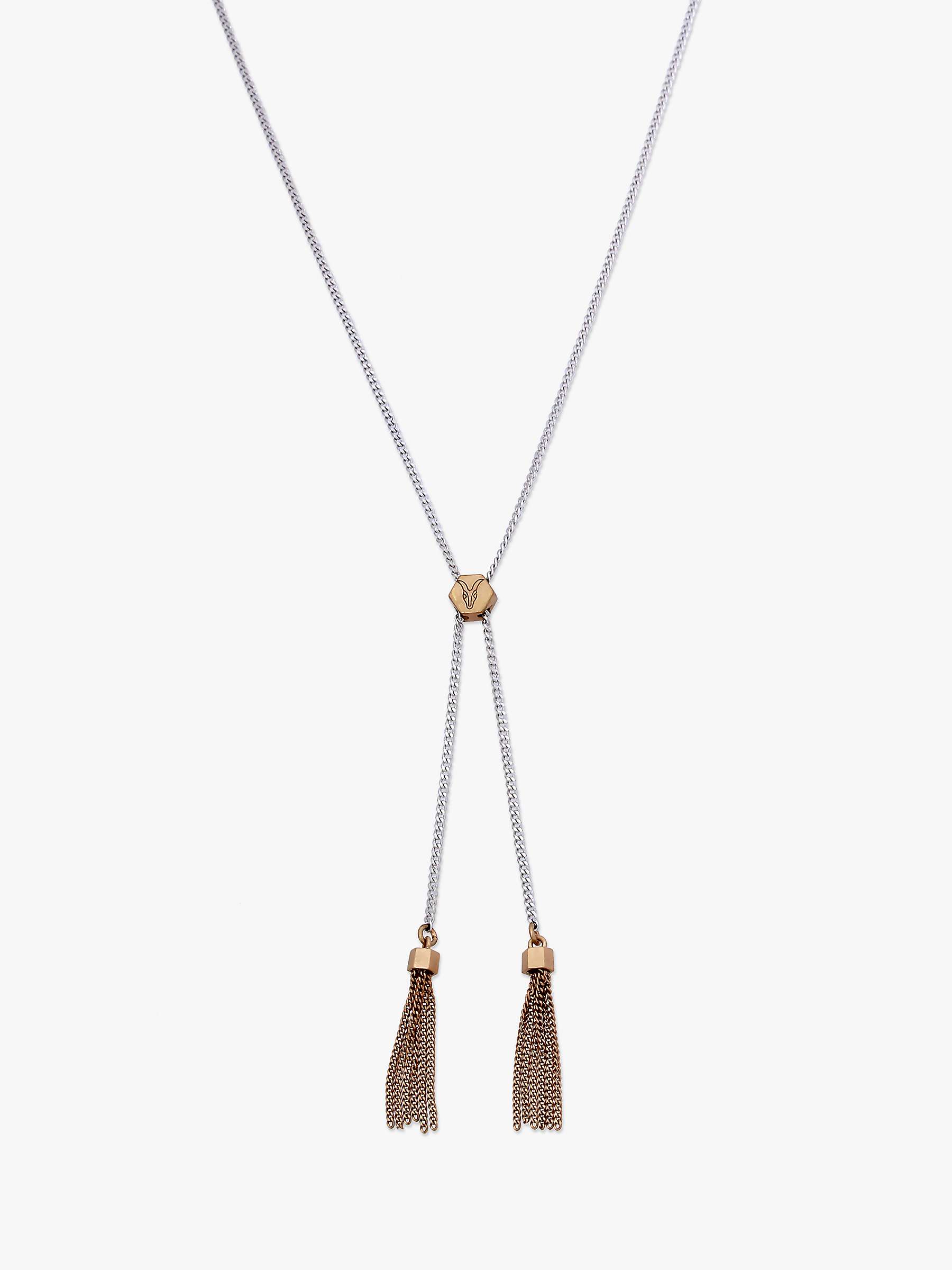 Buy AllSaints Fringe Tassel Long Chain Necklace, Silver/Multi Online at johnlewis.com