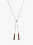 AllSaints Fringe Tassel Long Chain Necklace, Silver/Multi