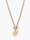 AllSaints Hammered Disc Pendant Long Chain Necklace, Warm Brass