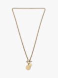 AllSaints Hammered Disc Pendant Long Chain Necklace, Warm Brass