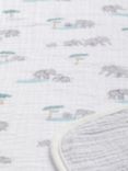 John Lewis Elephant Print Reversible Muslin Swaddle Blanket, 120 x 120cm