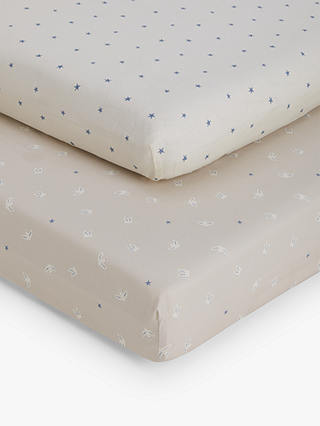 John Lewis Giddy Up Pure Cotton Fitted Baby Sheet, Pack of 2, Cotbed (140 x 70cm)