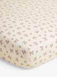 Morris & Co. Mid Floral Fitted Sheet, Beige, Cotbed (140 x 70cm)
