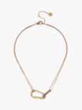 AllSaints Pave Carabiner Link Chain Necklace, Warm Brass