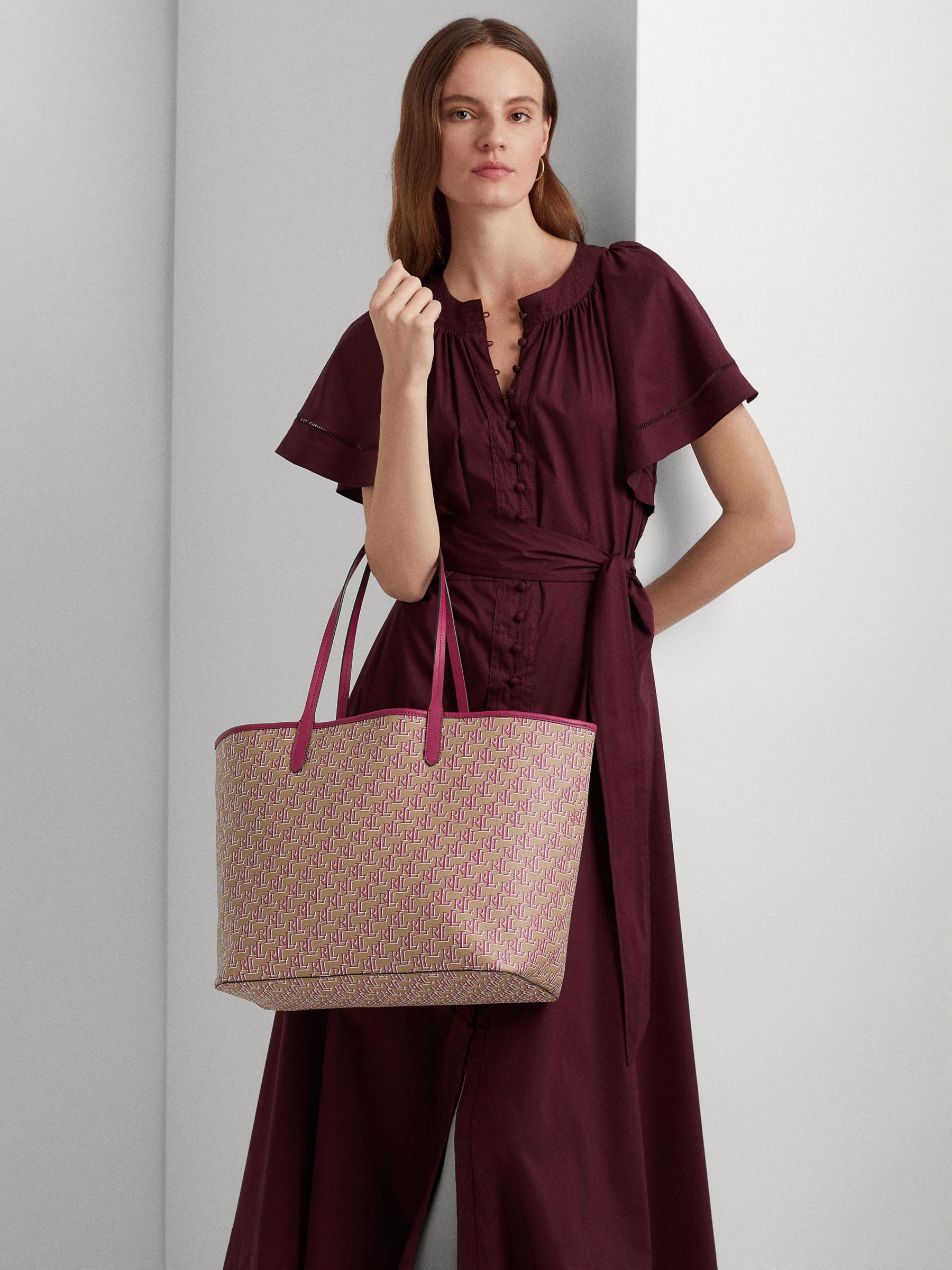 Lauren Ralph Lauren COLLINS TOTE LARGE - Tote bag - light pink