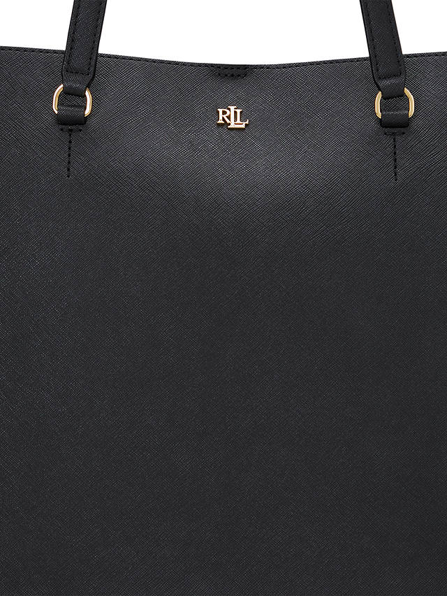 Lauren Ralph Lauren Karly Crosshatch Leather Large Tote Bag, Black