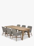 4 Seasons Outdoor Derby 6-Seater Rectangular Garden Dining Table & Lisboa Chairs Set, FSC-Certified (Teak Wood), Polyloom Ice/Natural