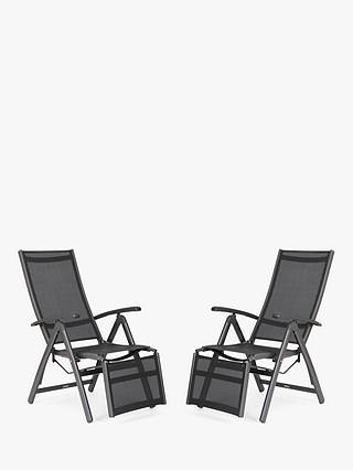 KETTLER Surf Multi Position Reclining Garden Chair, Set of 2, Grey