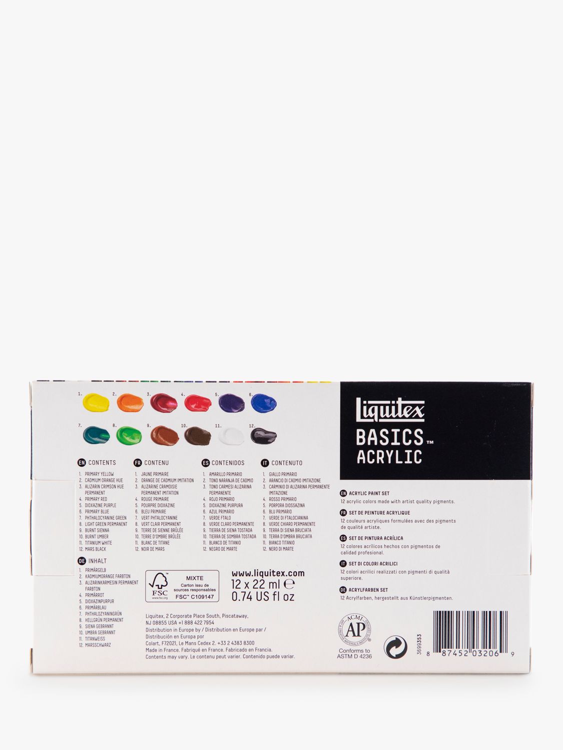 Liquitex Basics 12 couleurs acryliques