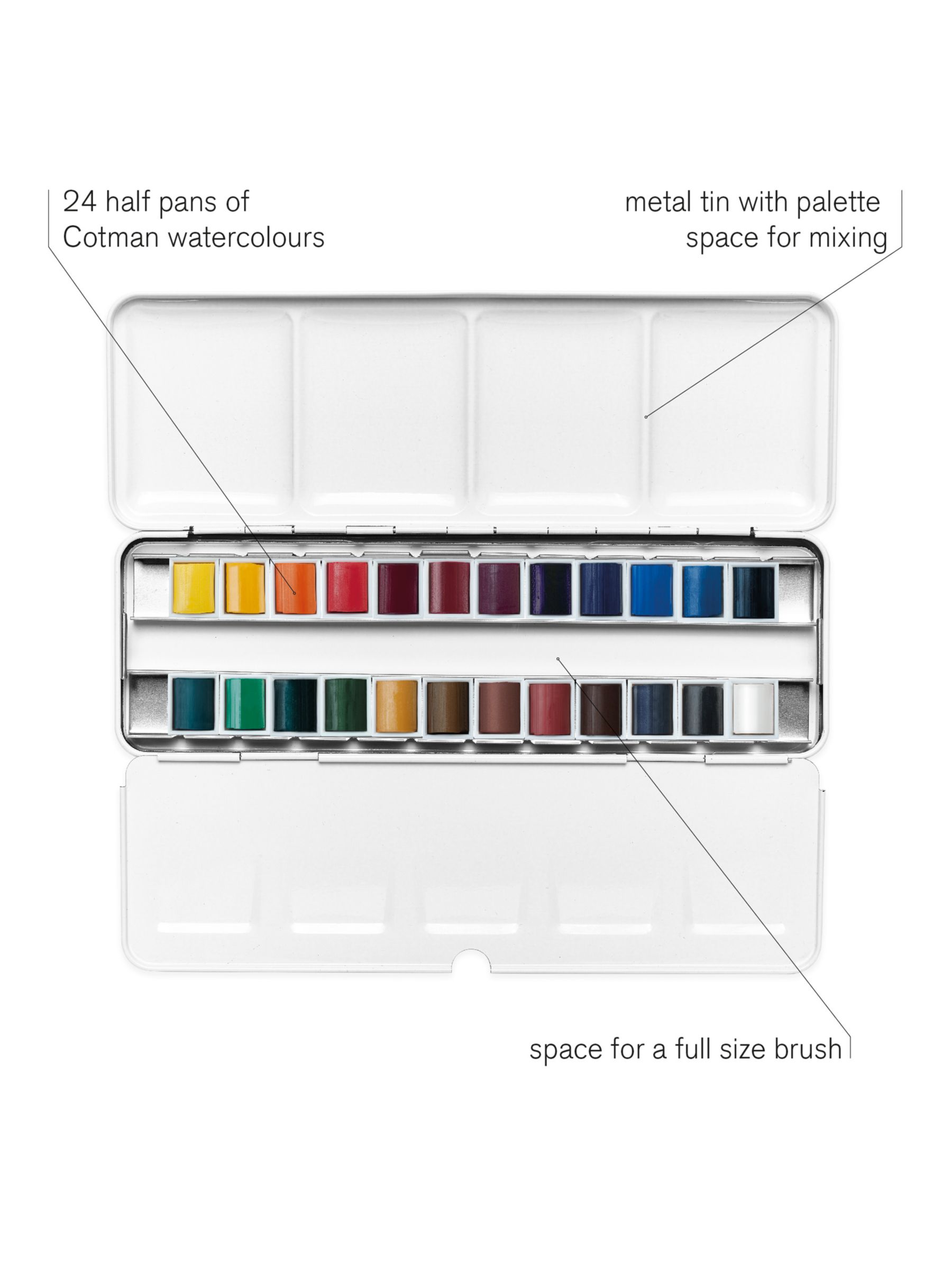 Winsor & Newton Professional Watercolor – Complete Travel Tin, Half Pan Set  of 24
