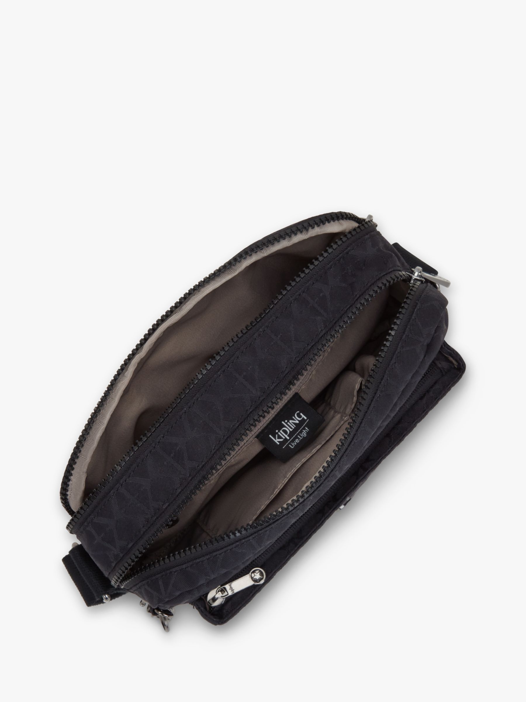 Kipling Abanu Medium Cross Body Bag, Black at John Lewis & Partners