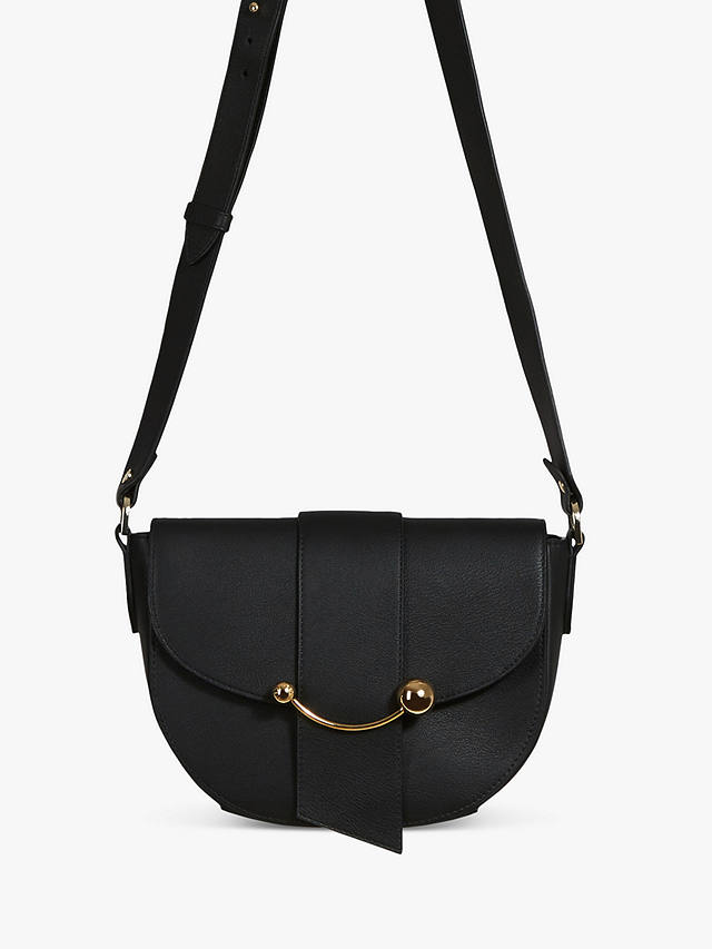 Strathberry Crescent Leather Satchel Bag, Black