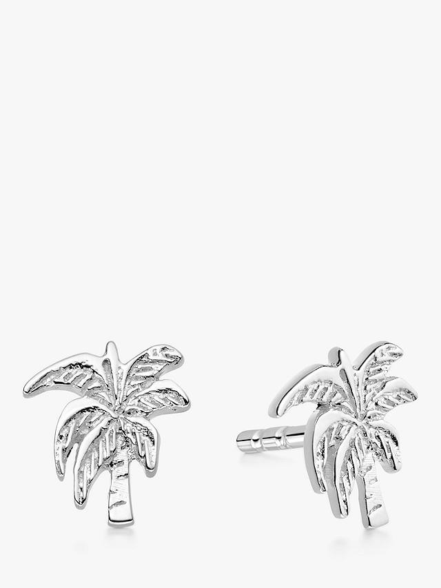 Daisy London Palm Tree Stud Earrings, Silver