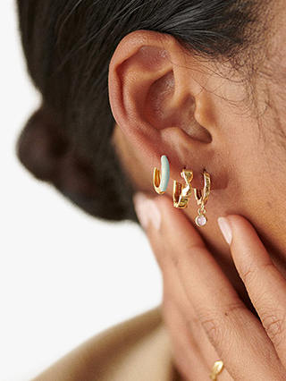 Daisy London Enamel Colour Pop Huggie Hoop Earrings, Gold/Turquoise