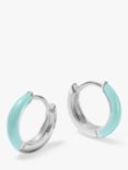 Daisy London Enamel Colour Pop Huggie Hoop Earrings, Silver/Turquoise