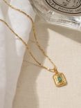 Daisy London Birthstone Pendant Necklace, Gold/Emerald