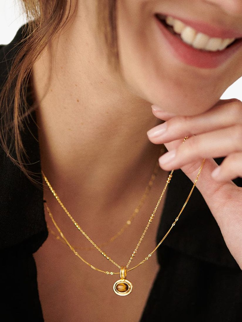 Buy Daisy London Tiger's Eye Pendant Necklace, Gold Online at johnlewis.com