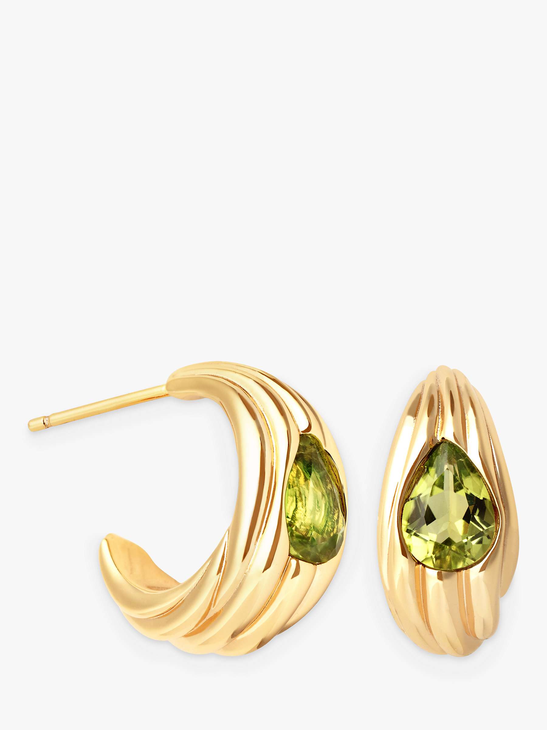 Buy Astrid & Miyu Wave Olivine Hoop Earrings, Gold Online at johnlewis.com