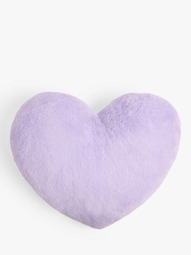 John Lewis Kids' Faux Fur Heart Cushion, Lilac