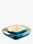 Le Creuset Stoneware Square Oven Dish, Set of 2, Deep Teal