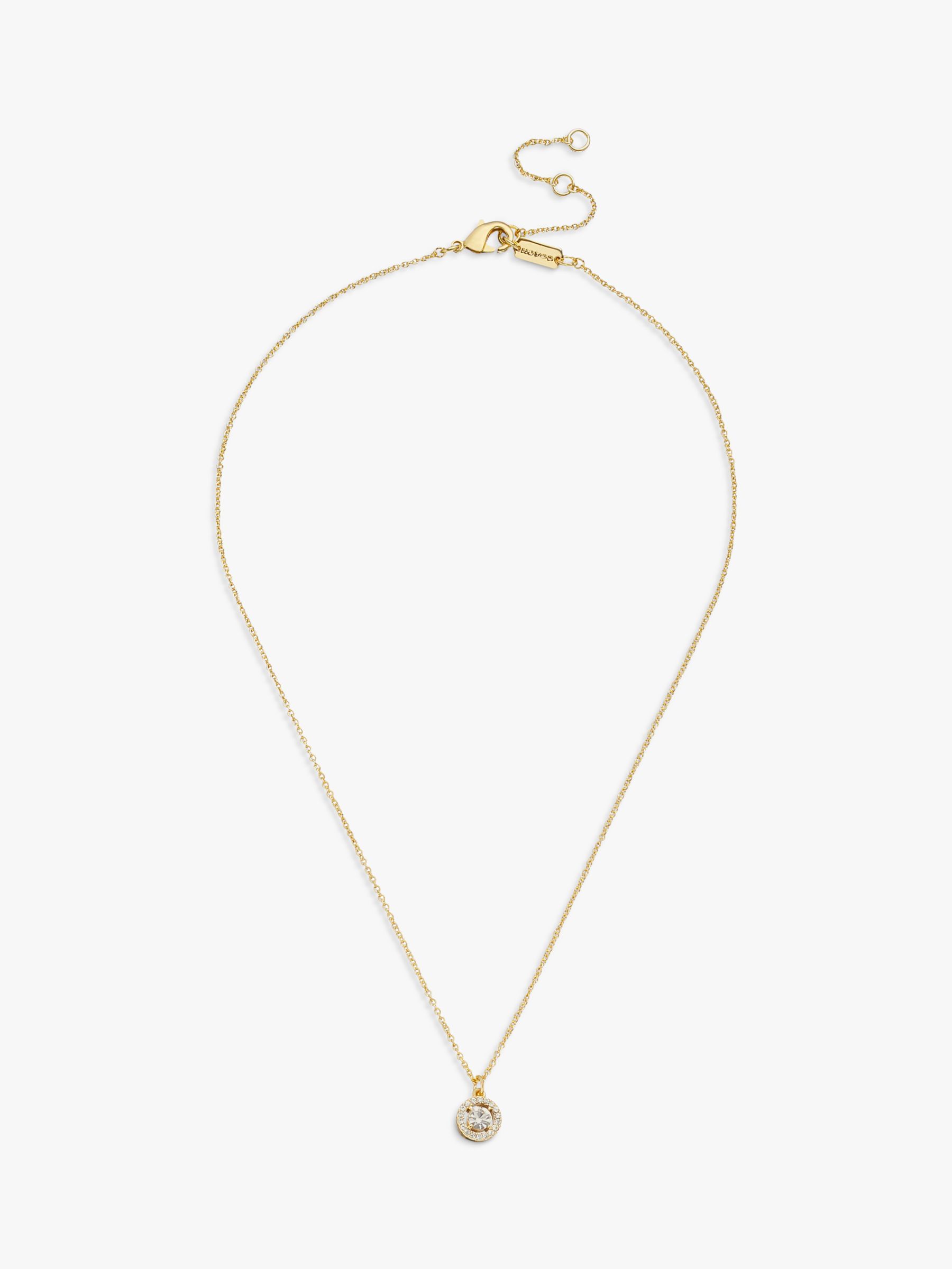 Coach Crystal Halo Pave Pendant Necklace, Gold