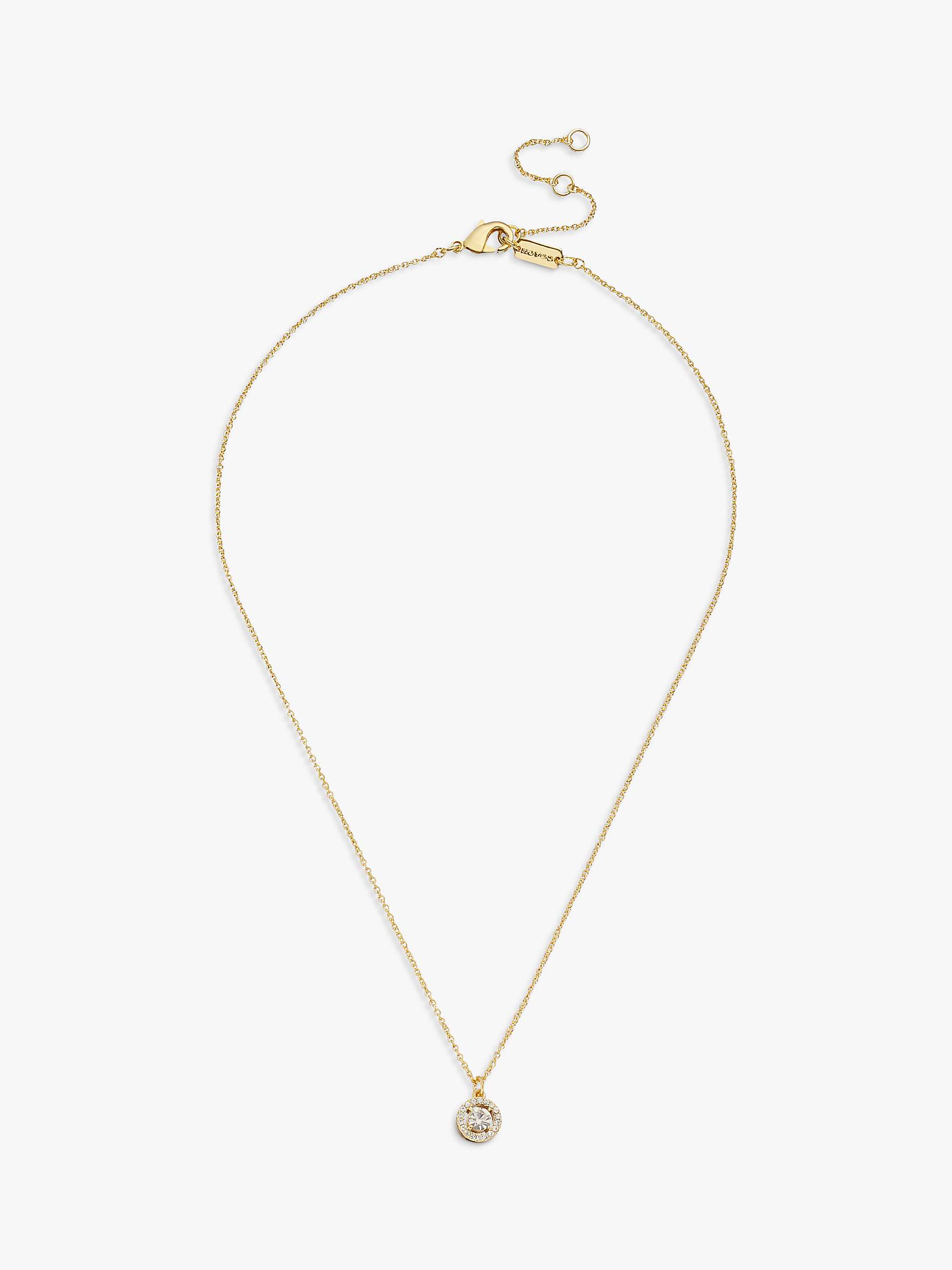 Coach Crystal Halo Pave Pendant Necklace, Gold at John Lewis & Partners