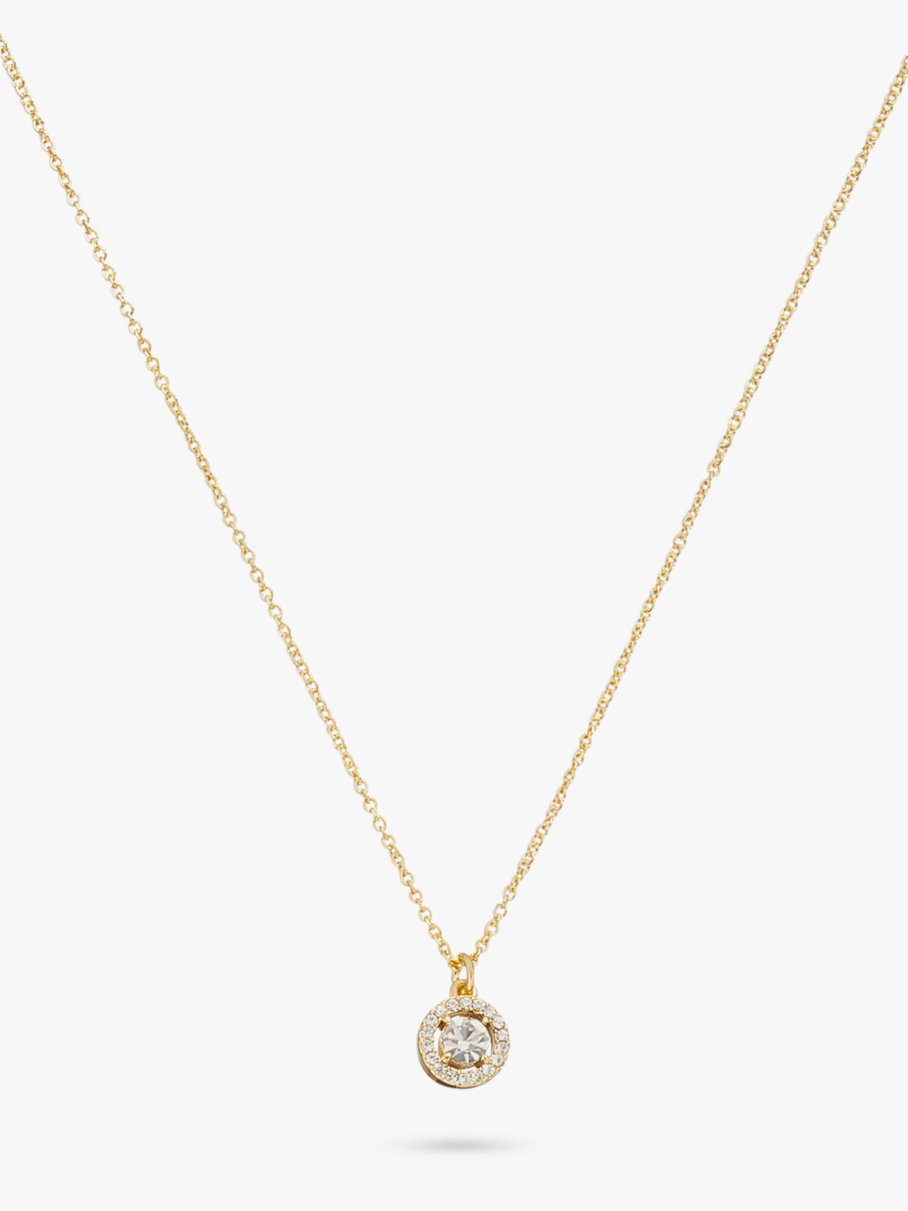 Coach Crystal Halo Pave Pendant Necklace, Gold