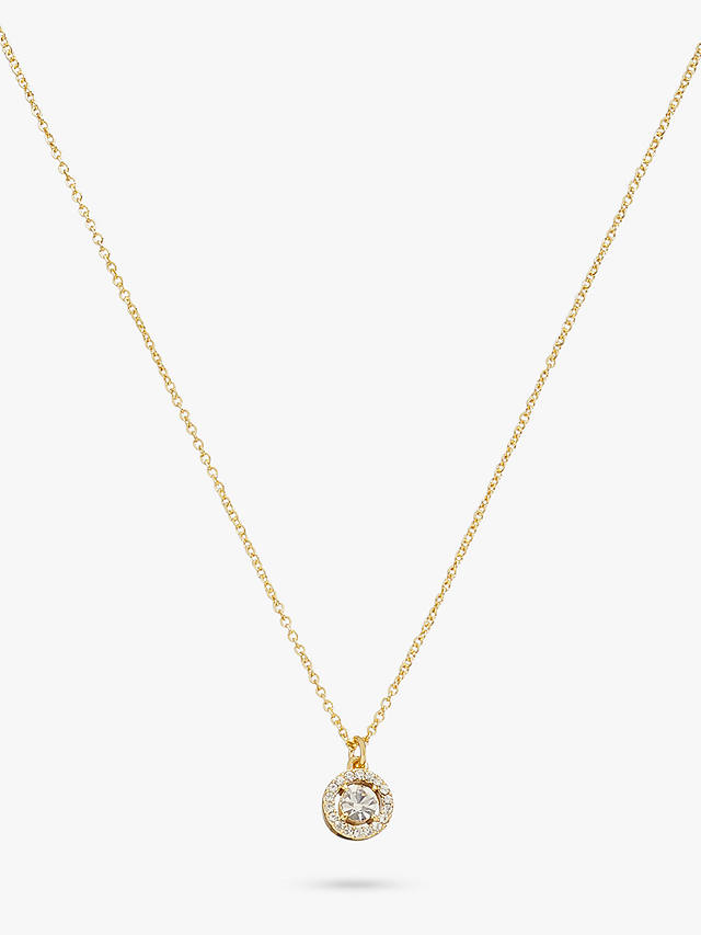 Coach Crystal Halo Pave Pendant Necklace, Gold