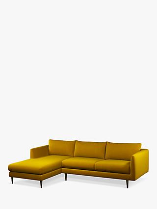 Latimer Range, John Lewis + Swoon Latimer Large 3 Seater LHF Chaise End Sofa, Dark Leg, Turmeric Velvet