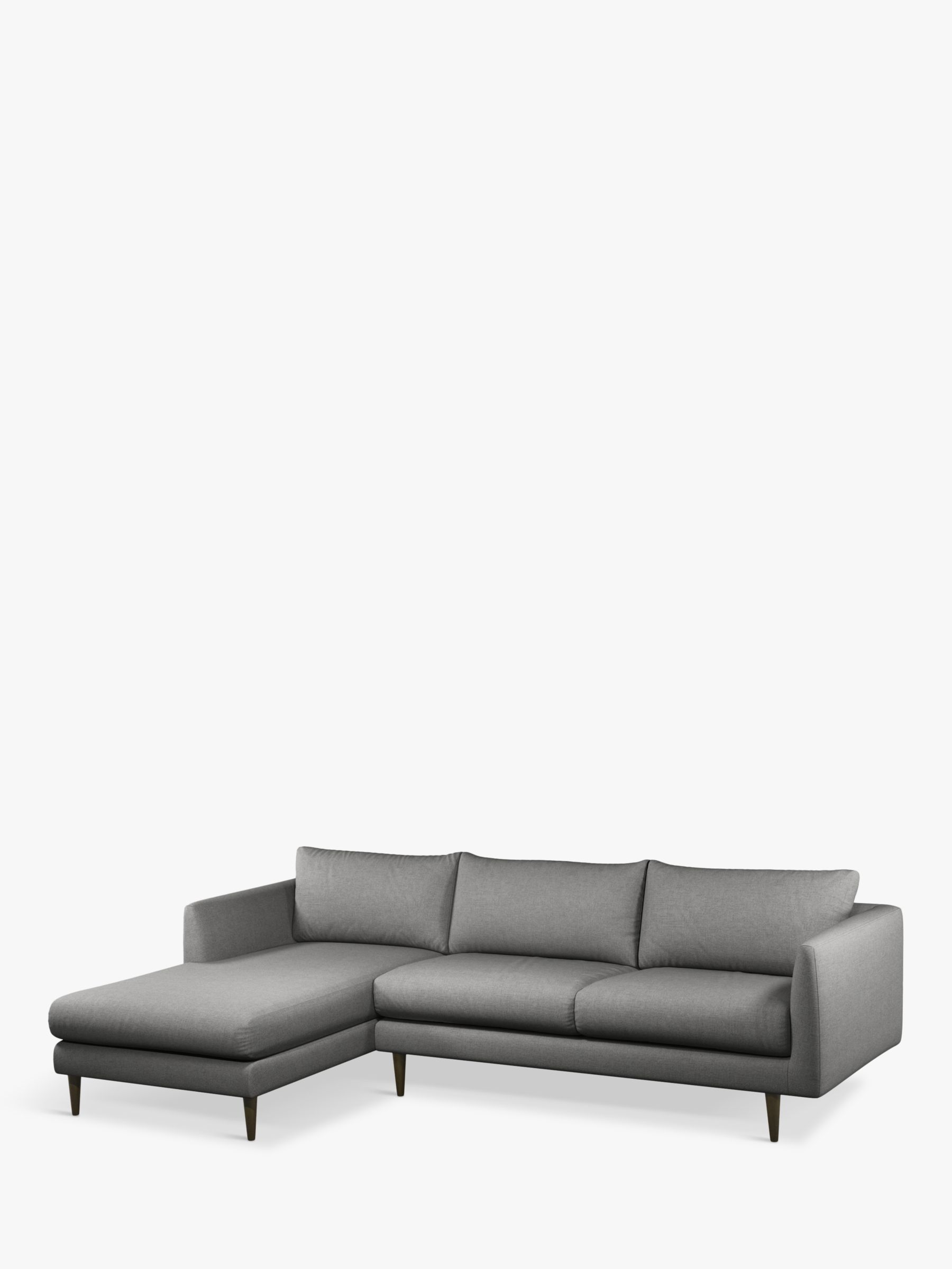 Latimer Range, John Lewis + Swoon Latimer Large 3 Seater LHF Chaise End Sofa, Dark Leg, Nickel Weave