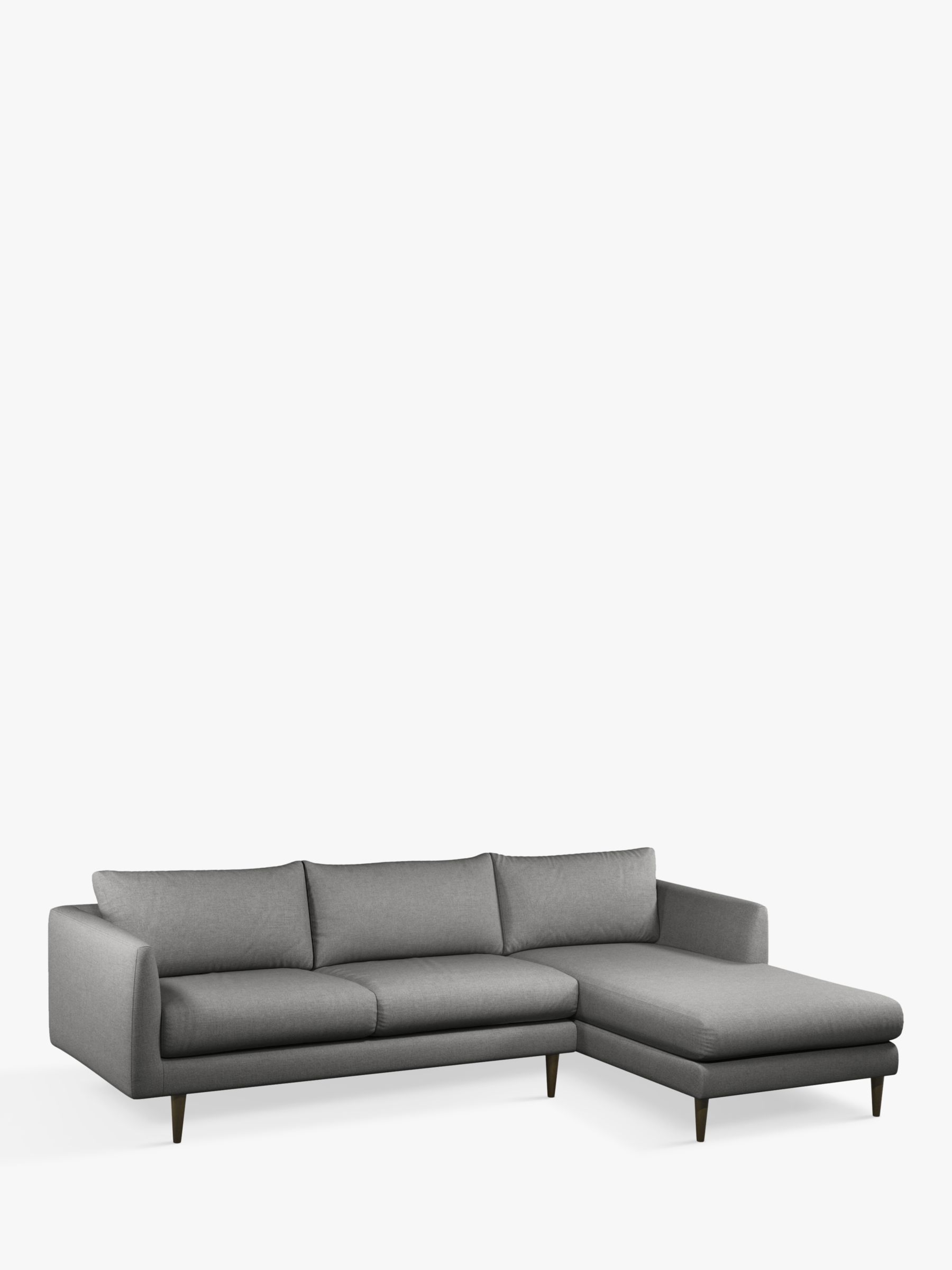 Latimer Range, John Lewis + Swoon Latimer Large 3 Seater RHF Chaise End Sofa, Dark Leg, Nickel Weave