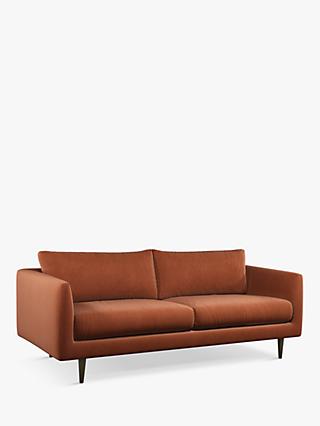 Latimer Range, John Lewis + Swoon Latimer Large 3 Seater Sofa, Dark Leg, Rust Velvet