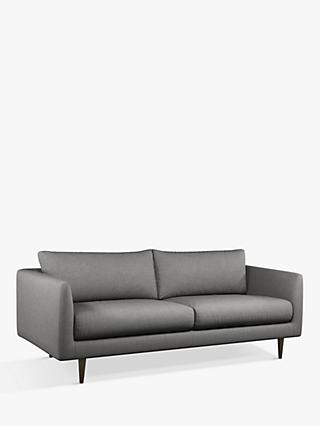 Latimer Range, John Lewis + Swoon Latimer Large 3 Seater Sofa, Dark Leg, Nickel Weave