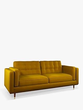 Lyon Range, John Lewis + Swoon Lyon Large 3 Seater Sofa, Dark Leg, Turmeric Velvet