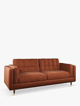 Lyon Range, John Lewis + Swoon Lyon Large 3 Seater Sofa, Dark Leg, Rust Velvet