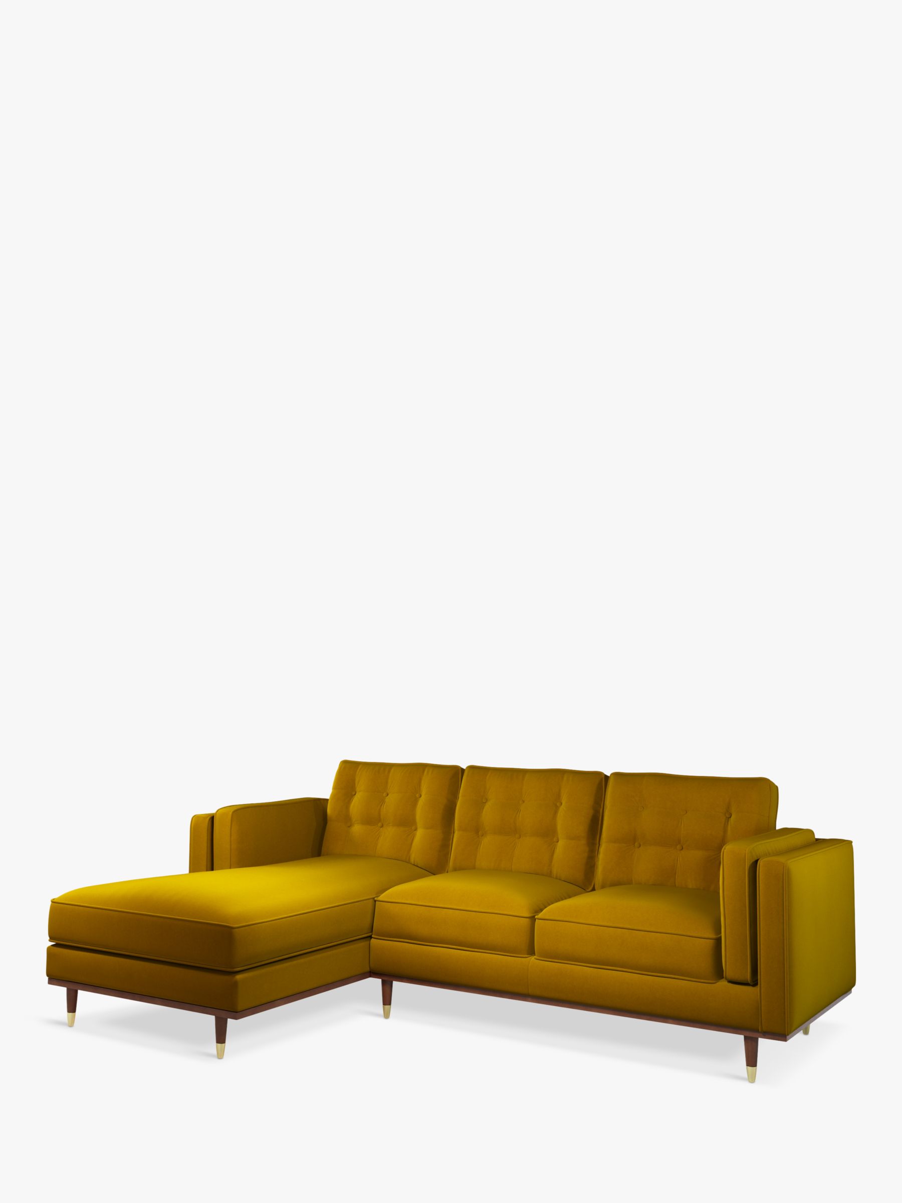 Lyon Range, John Lewis + Swoon Lyon Grand 3 Seater LHF Chaise Sofa, Dark Leg, Turmeric Velvet