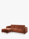 John Lewis + Swoon Lyon Grand 3 Seater LHF Chaise Sofa, Dark Leg, Rust Velvet