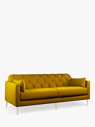 Mendel Range, John Lewis + Swoon Mendel Large 3 Seater Sofa, Metal Leg, Turmeric Velvet