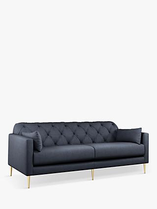 Mendel Range, John Lewis + Swoon Mendel Large 3 Seater Sofa, Metal Leg, Denim Weave