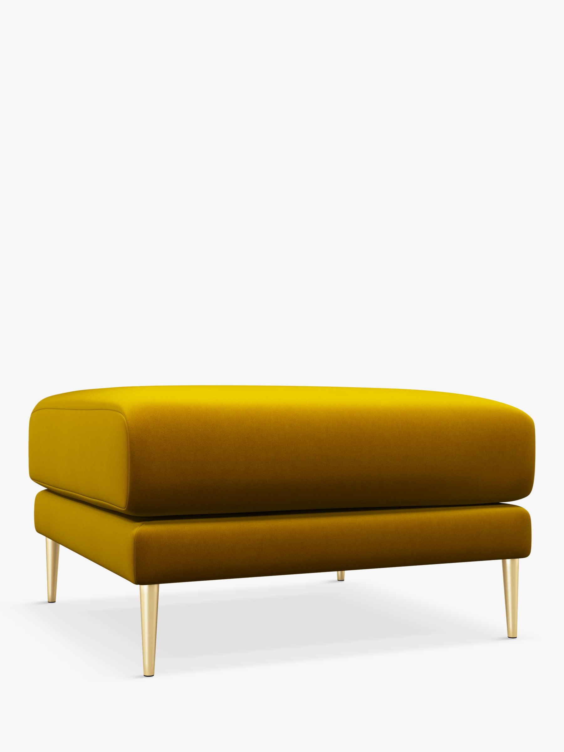 Mendel Range, John Lewis + Swoon Mendel Ottoman, Metal Leg, Turmeric Velvet