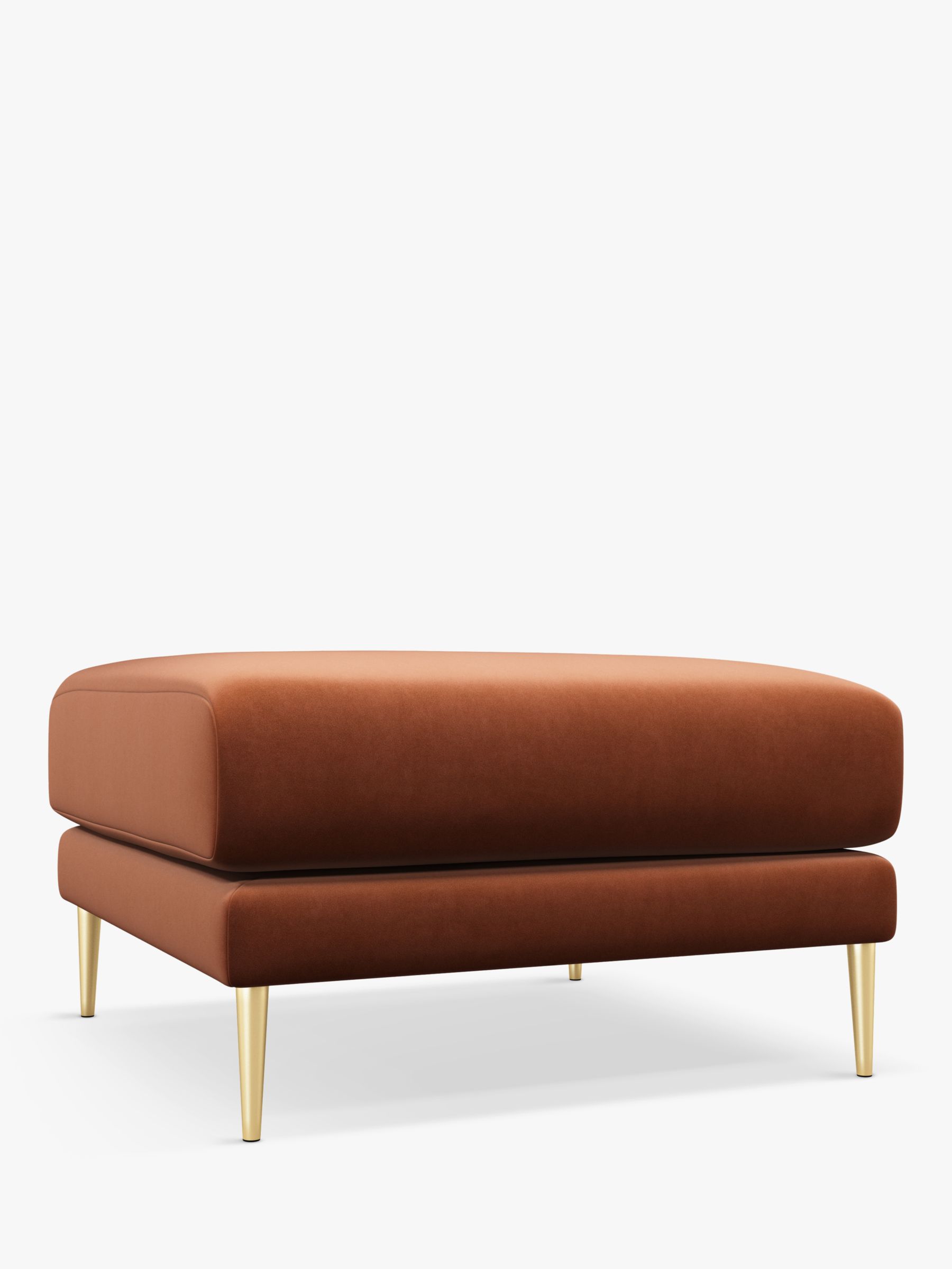 Mendel Range, John Lewis + Swoon Mendel Ottoman, Metal Leg, Rust Velvet