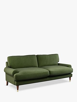 Roche Range, John Lewis + Swoon Roche Large 3 Seater Sofa, Dark Leg, Fern Green Velvet