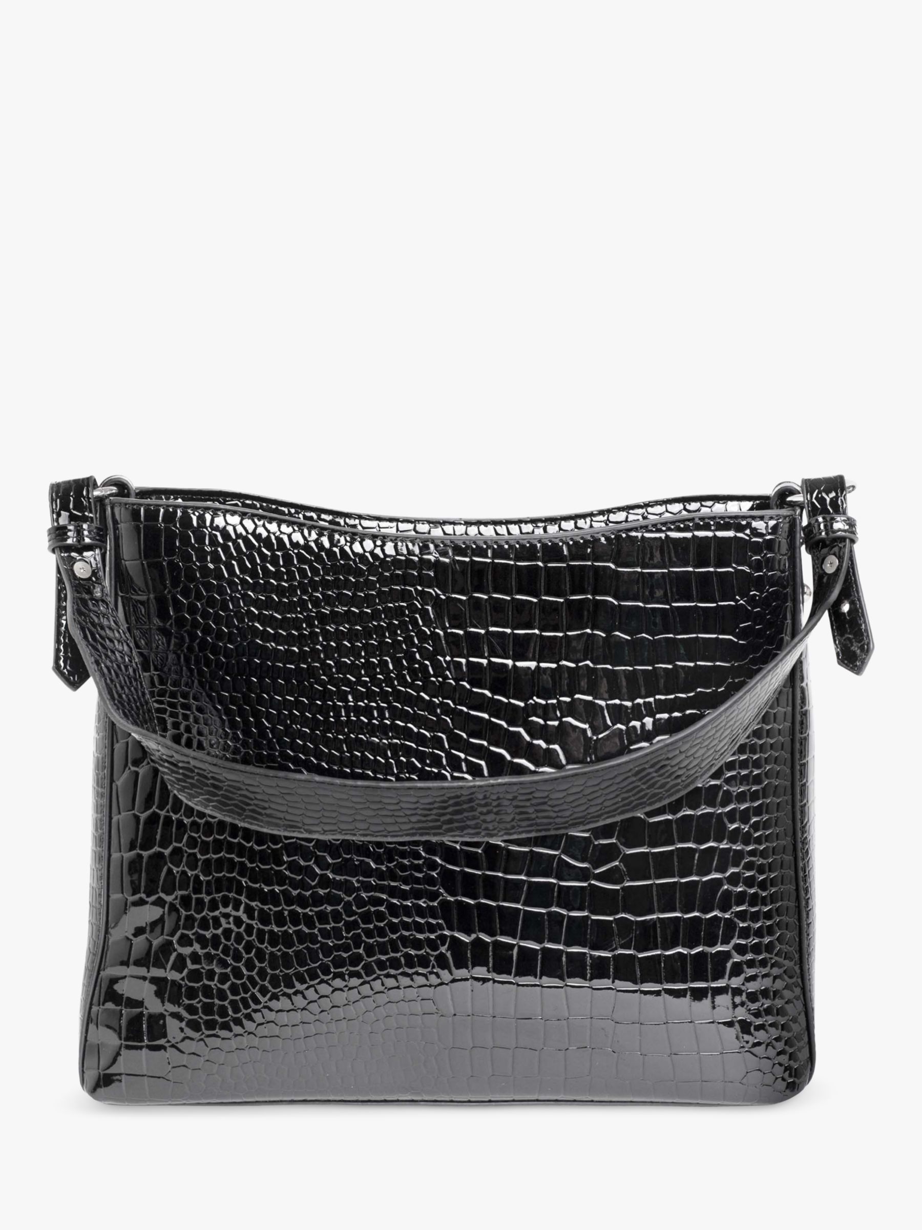 HVISK Amble Trace Shiny Croc Shoulder Bag, Black