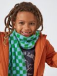 John Lewis ANYDAY Kids' Checkerboard Fluffy Scarf, Green/Blue