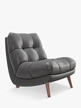 Paola Range, At The Helm Paolo Leather Chair, Dark Leg, Adventurer Gorge Grey