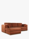John Lewis + Swoon Rubik Grand 4 Seater LHF Chaise End Sofa, Dark Leg, Rust Velvet
