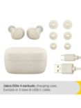 Jabra Elite 4 True Wireless Bluetooth Active Noise Cancelling In-Ear Headphones with Mic/Remote, Light Beige