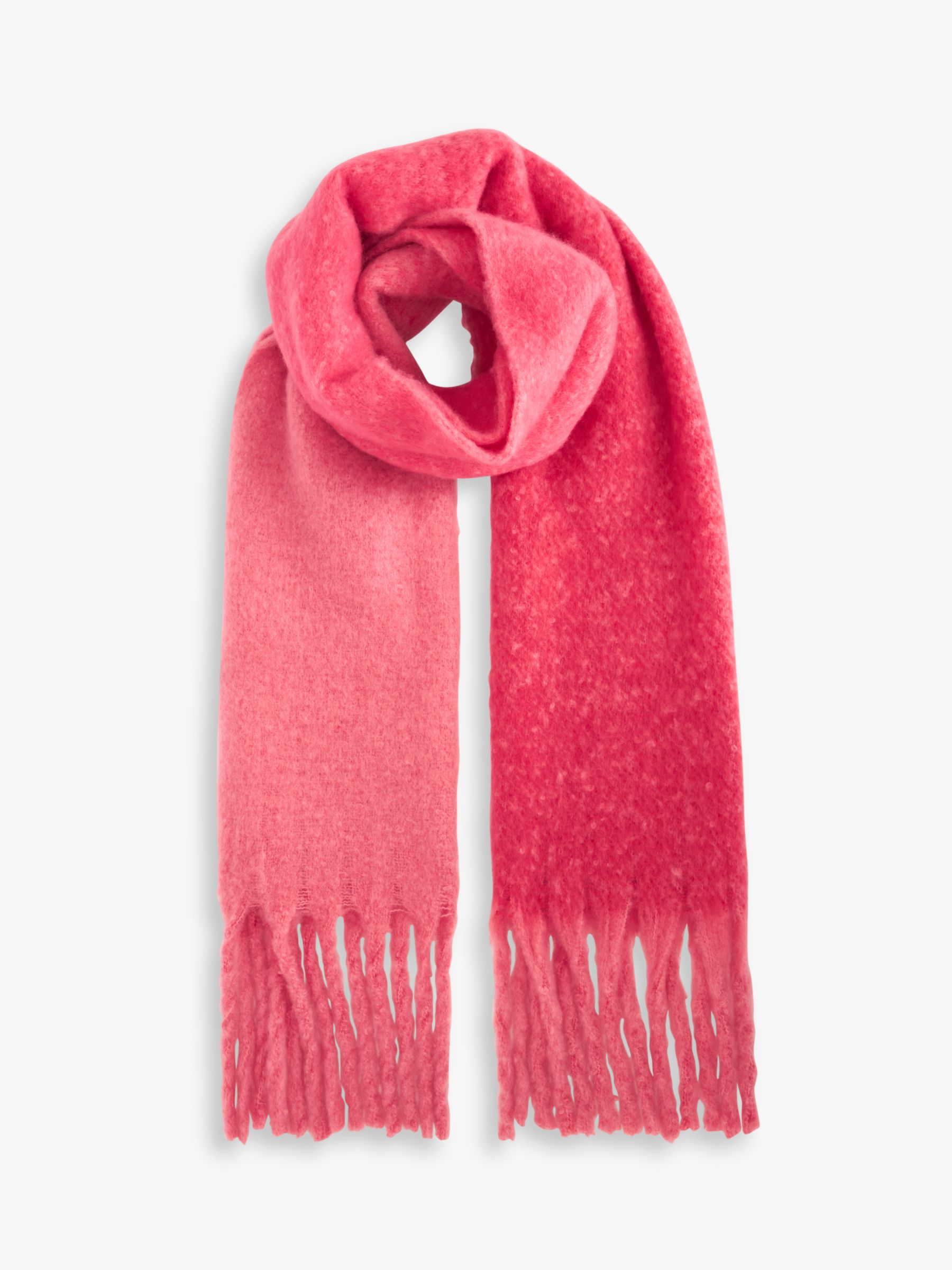John Lewis ANYDAY Fluffy Ombre Recycled Poly Scarf, Pink at John Lewis ...