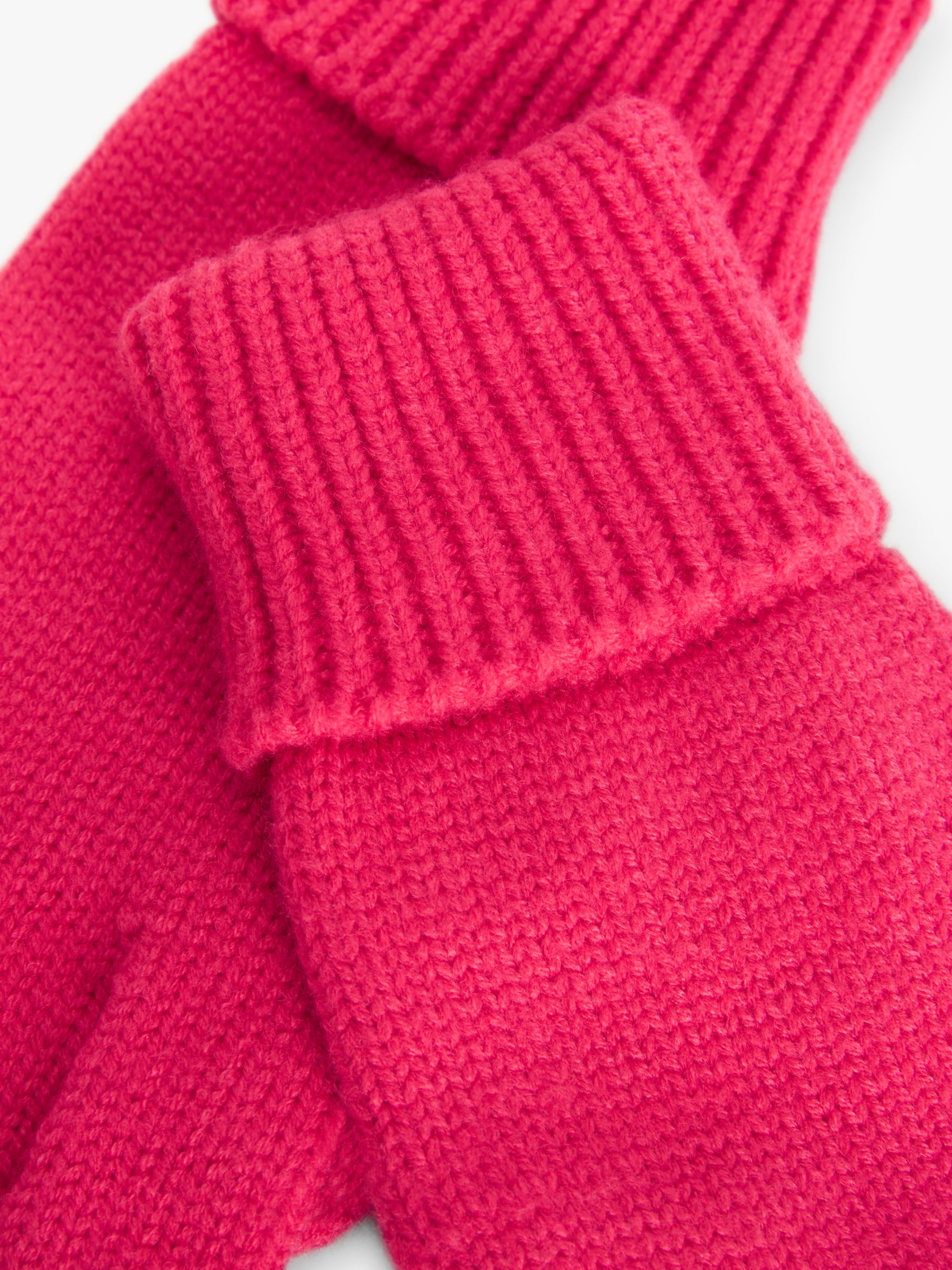 John Lewis ANYDAY Ribbed Knit Gloves, Pink at John Lewis & Partners